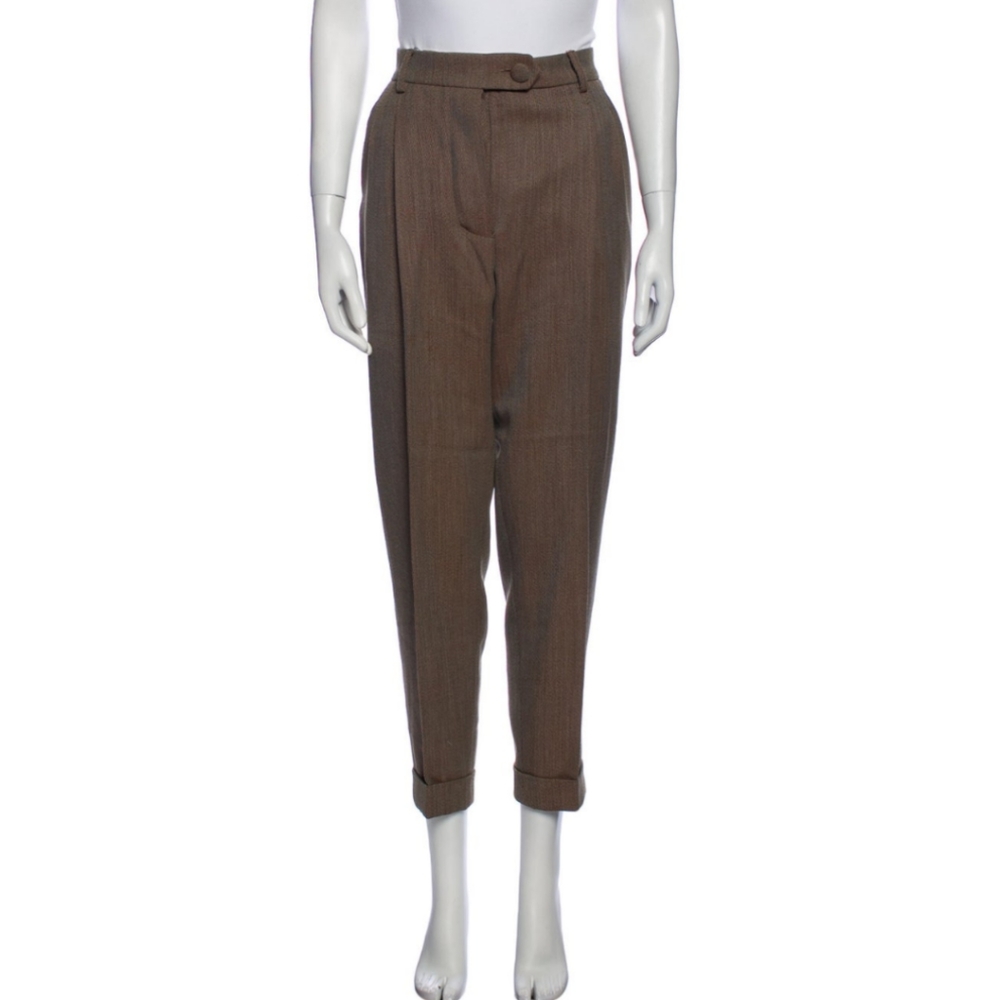 Moschino Couture Brown Wool Straight Leg Pants
